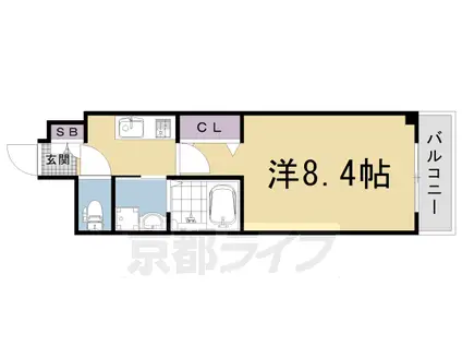 東海道本線 西大路駅 徒歩4分 9階建 築13年(1K/5階)の間取り写真