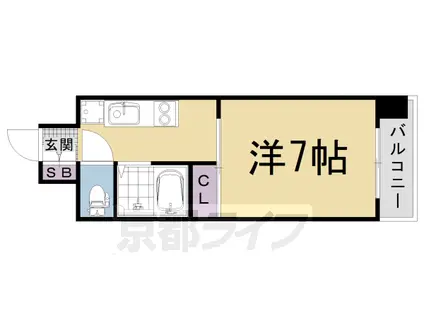 山陰本線 二条駅 徒歩10分 7階建 築13年(1K/4階)の間取り写真