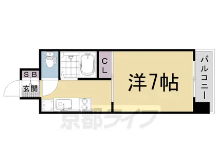 山陰本線 二条駅 徒歩10分 7階建 築13年(1K/6階)の間取り写真