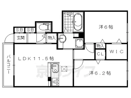 山陰本線 嵯峨嵐山駅 徒歩12分 2階建 築12年(2LDK/1階)の間取り写真