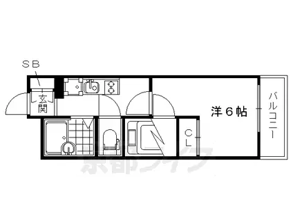 東海道本線 西大路駅 徒歩20分 4階建 築19年(1K/4階)の間取り写真