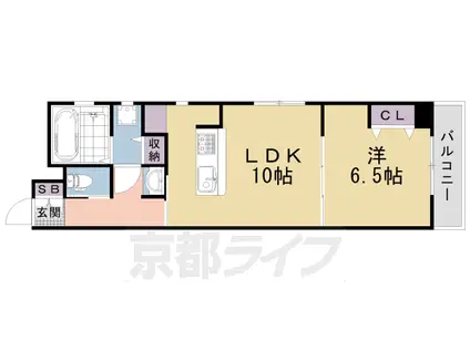 阪急電鉄京都線 西京極駅 徒歩10分 5階建 築11年(1LDK/4階)の間取り写真