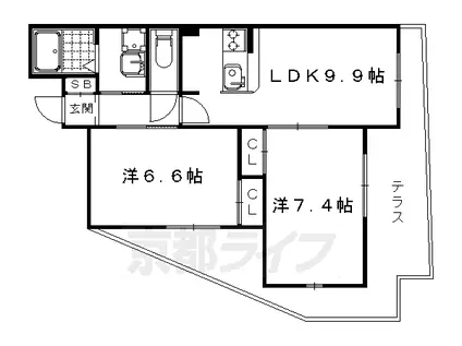 京都市東西線 西大路御池駅 徒歩5分 5階建 築11年(2LDK/1階)の間取り写真
