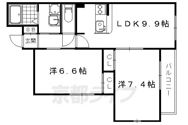 京都市東西線 西大路御池駅 徒歩5分 5階建 築12年(2LDK/3階)の間取り写真