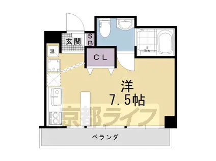 山陰本線 太秦駅(JR) 徒歩12分 6階建 築49年(ワンルーム/3階)の間取り写真