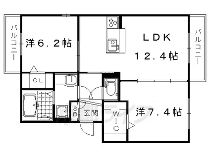 阪急電鉄京都線 西京極駅 徒歩9分 3階建 築11年(2LDK/1階)の間取り写真