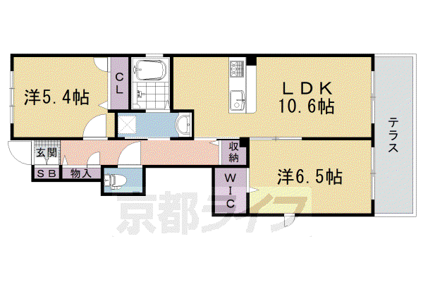 山陰本線 嵯峨嵐山駅 徒歩5分 2階建 築11年(2LDK/1階)の間取り写真