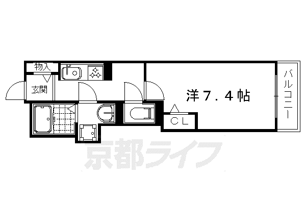 山陰本線 丹波口駅 徒歩5分 5階建 築12年(1K/1階)の間取り写真