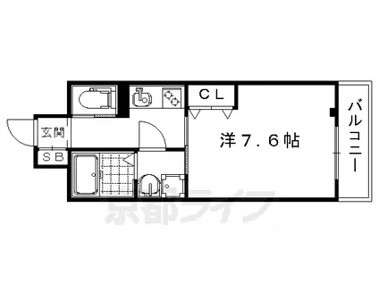 山陰本線 太秦駅(JR) 徒歩5分 3階建 築11年(1K/1階)の間取り写真