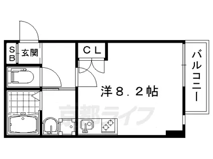 山陰本線 太秦駅(JR) 徒歩5分 3階建 築11年(ワンルーム/1階)の間取り写真