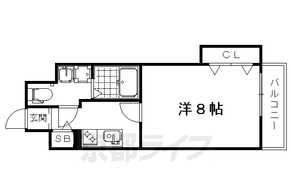 山陰本線 太秦駅(JR) 徒歩3分 4階建 築11年(1K/2階)の間取り写真