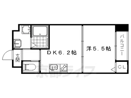 京都市東西線 太秦天神川駅 徒歩20分 3階建 築11年(1DK/2階)の間取り写真