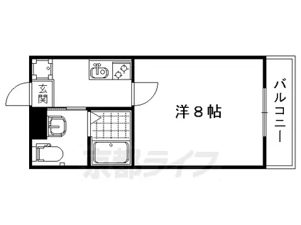 阪急電鉄京都線 大宮駅(京都) 徒歩10分 3階建 築11年(1K/2階)の間取り写真