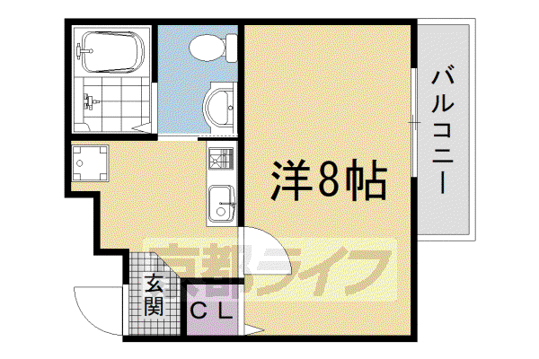 阪急電鉄京都線 西院駅(阪急) 徒歩10分 4階建 築11年(1K/1階)の間取り写真