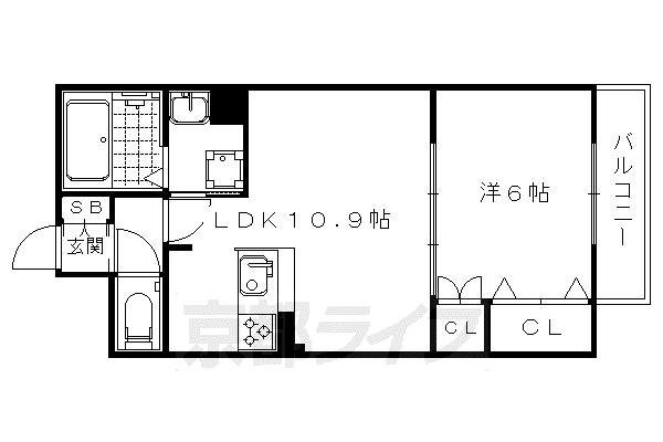 京都市東西線 太秦天神川駅 徒歩8分 4階建 築11年(1LDK/2階)の間取り写真