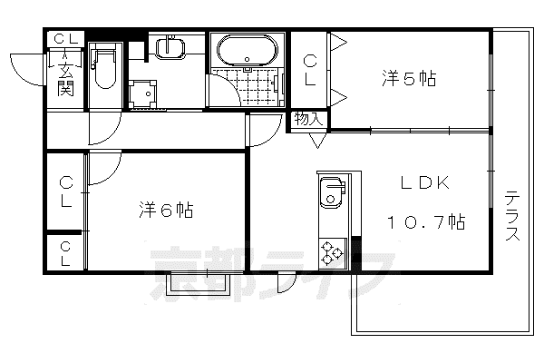 阪急電鉄京都線 西院駅(阪急) 徒歩5分 3階建 築11年(2LDK/2階)の間取り写真