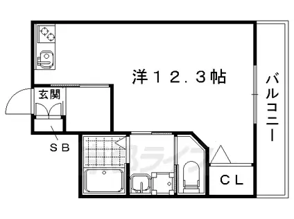 山陰本線 二条駅 徒歩4分 4階建 築10年(ワンルーム/3階)の間取り写真