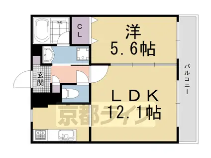 京都市東西線 太秦天神川駅 徒歩10分 3階建 築10年(1LDK/1階)の間取り写真