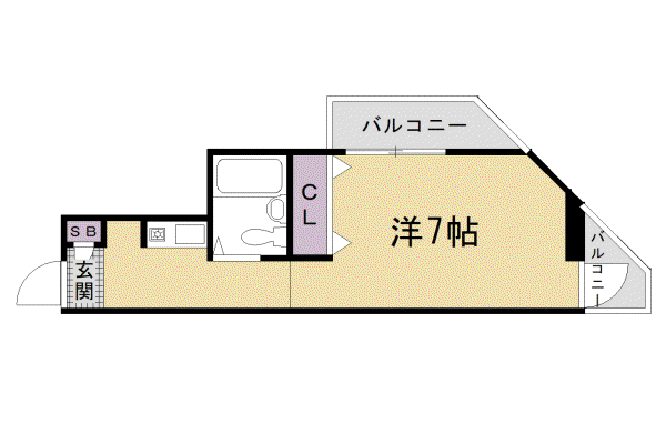 阪急電鉄京都線 西院駅(阪急) 徒歩9分 4階建 築38年(1K/3階)の間取り写真