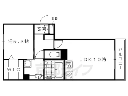 山陰本線 太秦駅(JR) 徒歩15分 3階建 築10年(1LDK/3階)の間取り写真