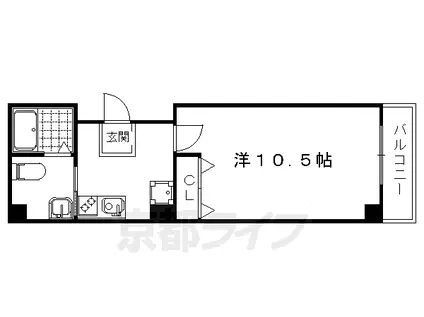 阪急電鉄京都線 西院駅(阪急) 徒歩7分 8階建 築9年(1K/2階)の間取り写真