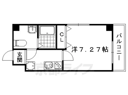 阪急電鉄京都線 西院駅(阪急) 徒歩7分 8階建 築9年(1K/3階)の間取り写真