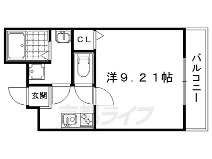 山陰本線 円町駅 徒歩8分 3階建 築9年(1K/1階)の間取り写真