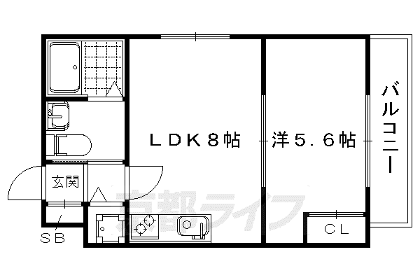 阪急電鉄京都線 西院駅(阪急) 徒歩9分 3階建 築10年(1LDK/2階)の間取り写真