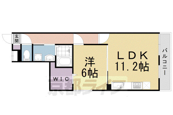 山陰本線 太秦駅(JR) 徒歩7分 4階建 築10年(1LDK/1階)の間取り写真