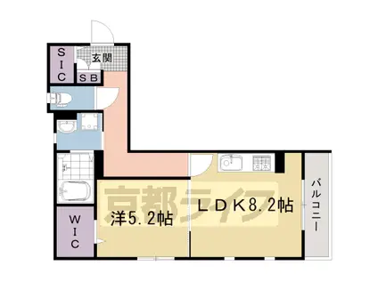京都市東西線 太秦天神川駅 徒歩9分 2階建 築10年(1LDK/1階)の間取り写真