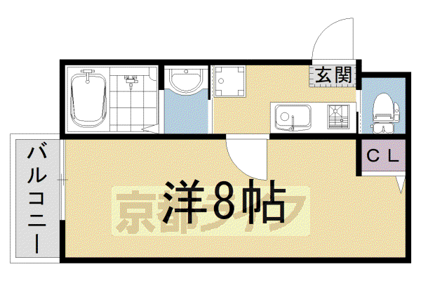 山陰本線 花園駅(京都) 徒歩10分 4階建 築11年(1K/3階)の間取り写真