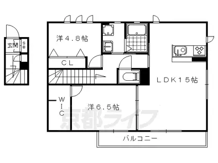 山陰本線 花園駅(京都) 徒歩13分 2階建 築10年(2LDK/2階)の間取り写真