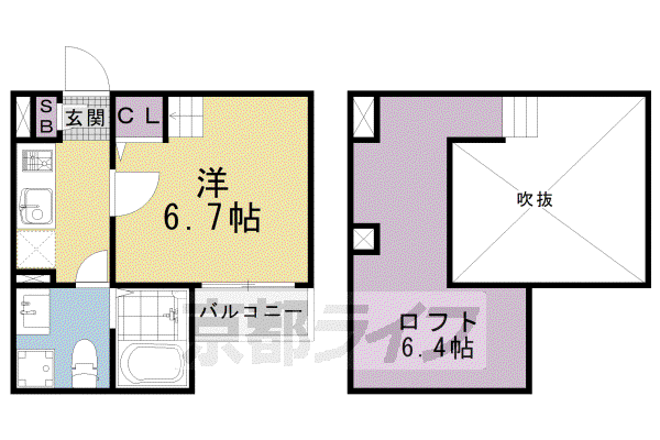東海道本線 西大路駅 徒歩7分 2階建 築9年(1K/2階)の間取り写真