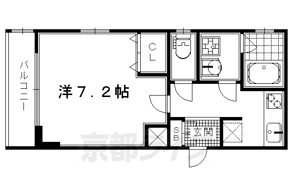 ベラジオ京都西院ウエストシティ(1K/2階)の間取り写真
