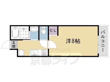 阪急電鉄京都線 大宮駅(京都) 徒歩7分 4階建 築9年(1K/1階)の間取り写真