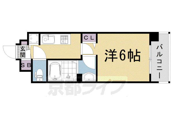 アクアプレイス京都西院(1K/4階)の間取り写真