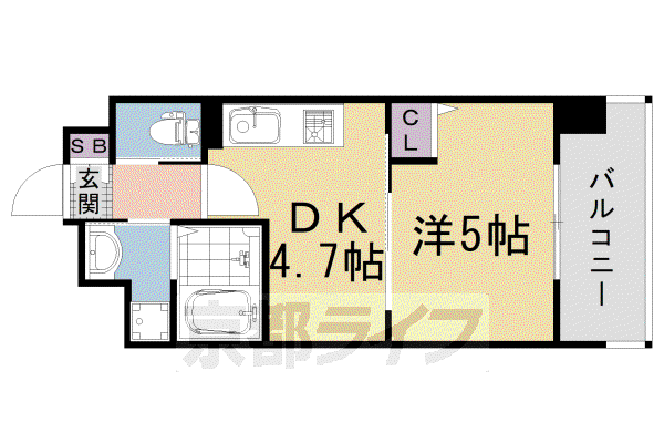 阪急電鉄京都線 西院駅(阪急) 徒歩12分 7階建 築9年(1DK/6階)の間取り写真