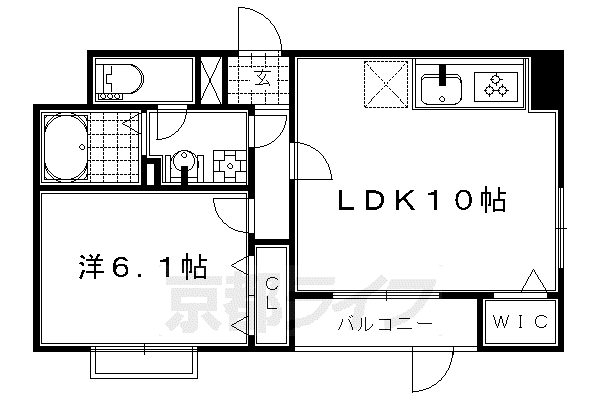 阪急電鉄京都線 大宮駅(京都) 徒歩8分 3階建 築9年(1LDK/3階)の間取り写真