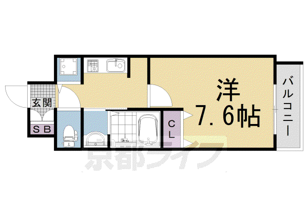 山陰本線 丹波口駅 徒歩5分 7階建 築9年(1K/1階)の間取り写真