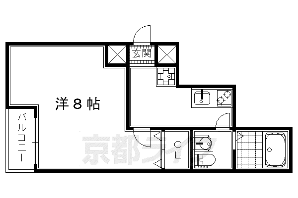 山陰本線 円町駅 徒歩3分 4階建 築11年(1K/4階)の間取り写真