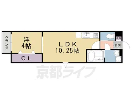 阪急電鉄京都線 西院駅(阪急) 徒歩11分 3階建 築8年(1LDK/1階)の間取り写真