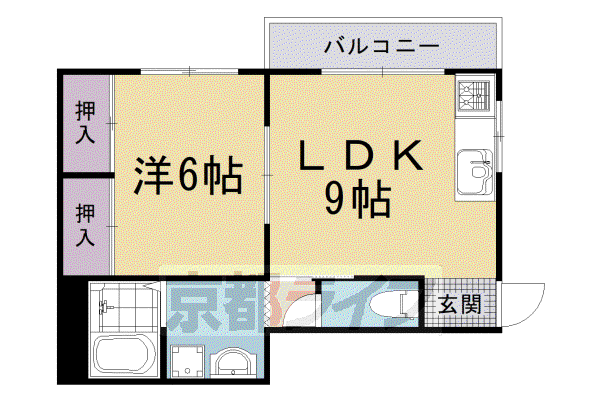 阪急電鉄嵐山線 松尾大社駅 徒歩17分 3階建 築50年(1LDK/3階)の間取り写真