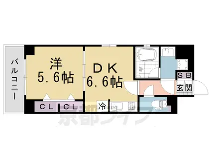 阪急電鉄京都線 西院駅(阪急) 徒歩15分 7階建 築5年(1DK/3階)の間取り写真