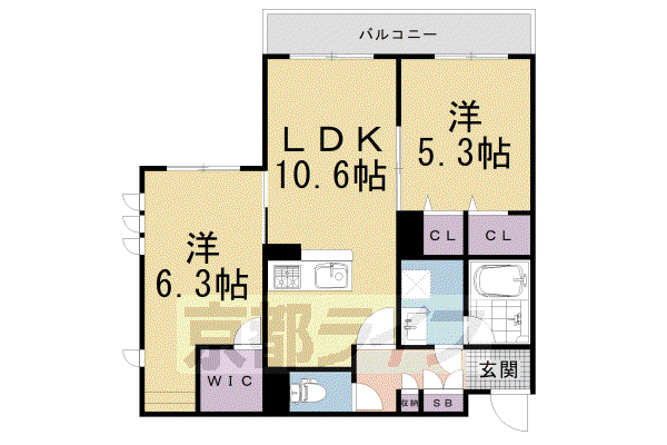 シャーメゾン くらがり坂(2LDK/2階)の間取り写真