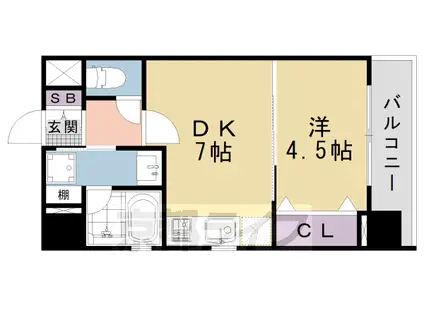 東海道本線 西大路駅 徒歩14分 6階建 築7年(1DK/2階)の間取り写真