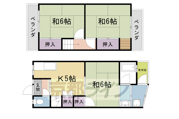 山陰本線 花園駅(京都) 徒歩9分 2階建 築44年(3DK)の間取り写真