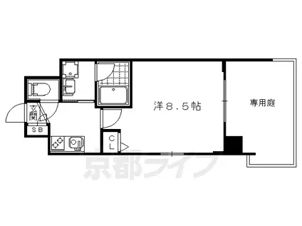 阪急電鉄京都線 西院駅(阪急) 徒歩11分 7階建 築7年(1K/1階)の間取り写真