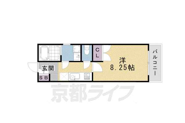 山陰本線 二条駅 徒歩8分 3階建 築8年(1K/3階)の間取り写真