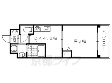 阪急電鉄京都線 西院駅(阪急) 徒歩7分 7階建 築7年(1DK/3階)の間取り写真