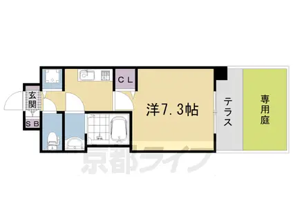 阪急電鉄京都線 西院駅(阪急) 徒歩9分 5階建 築7年(1K/1階)の間取り写真